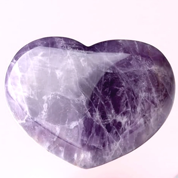 Genuine Purple Big 45mm Amethyst Heart Love GemStone Palm Gem Worry Stone New - Picture 4 of 5